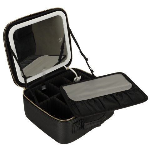Kosmetyczka organizer na kosmetyki biżuterię kuferek z lusterkiem LED czarny Kik Sp. z o. o. Sp. k. Kosmetyczka organizer na kosmetyki biżuterię kuferek z lusterkiem LED czarny Kik Sp. z o. o. Sp. k.