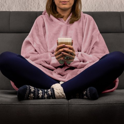 Bluzair Bluza Koc z Kapturem XXL Ciepła Różowy 4w1 Bluzair Bluza Koc z Kapturem XXL Ciepła Różowy 4w1