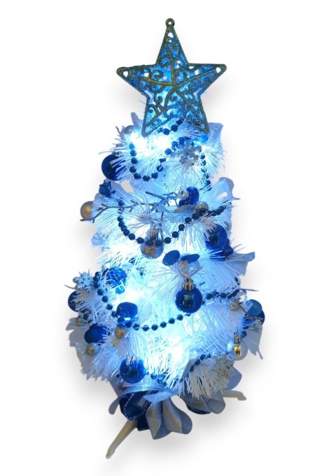 GOTOWA MINI CHOINKA BIAŁA LED UBRANA ŚWIĄTECZNA DEKORACJA 40cm GOTOWA MINI CHOINKA BIAŁA LED UBRANA ŚWIĄTECZNA DEKORACJA 40cm